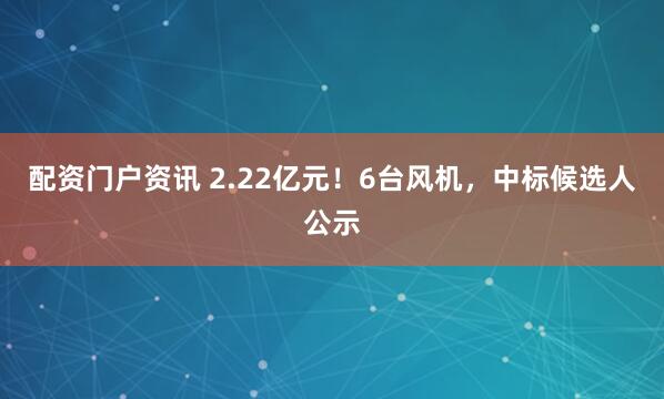 配资门户资讯 2.22亿元！6台风机，中标候选人公示